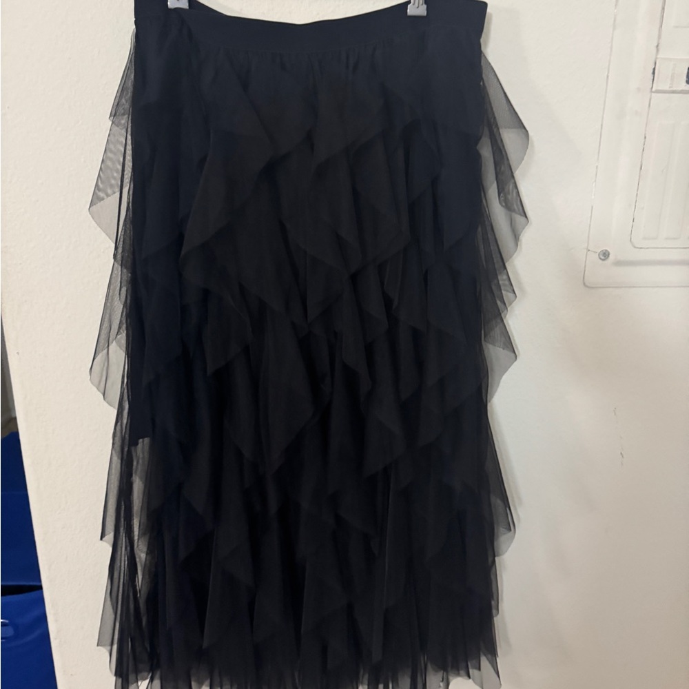 Chic Asymmetrical Black Layered Skirt